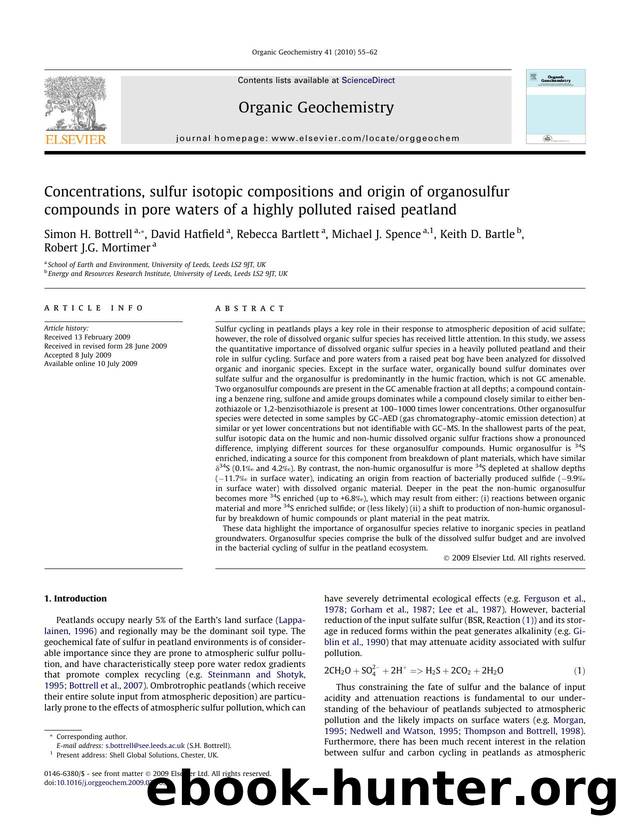 Concentrations, sulfur isotopic compositions and origin of organosulfur compounds in pore waters of a highly polluted raised peatland by unknow