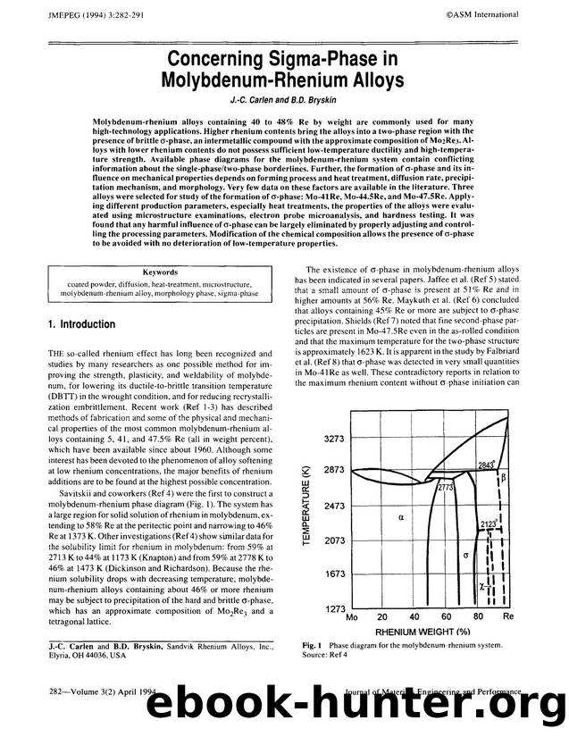 Concerning Sigma-Phase in Molybdenum-Rhenium Alloys by Unknown