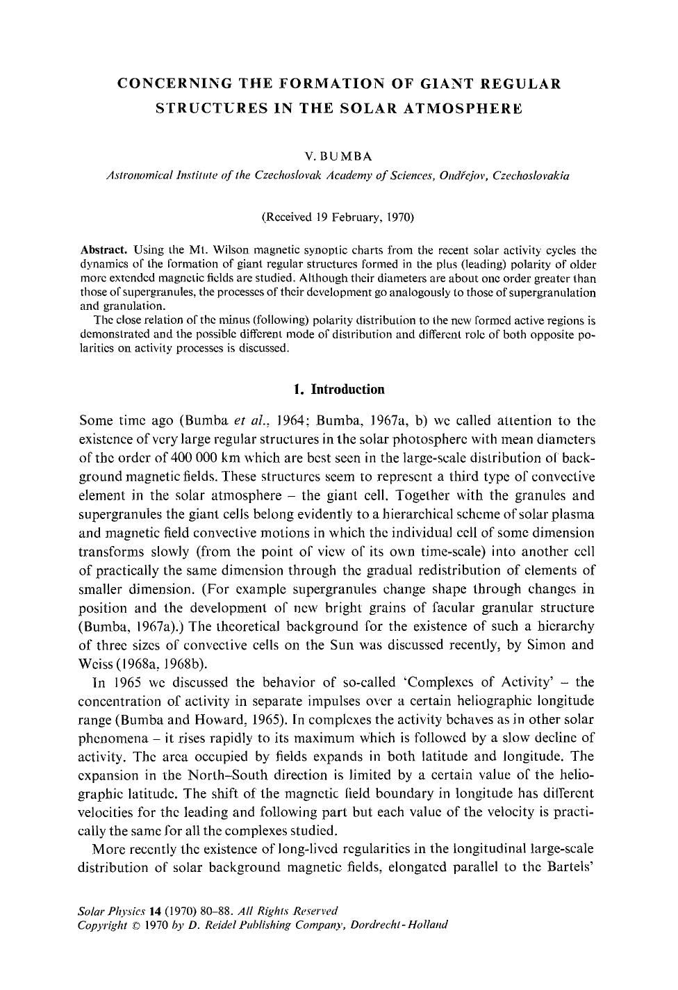 Concerning the formation of giant regular structures in the solar atmosphere by Unknown