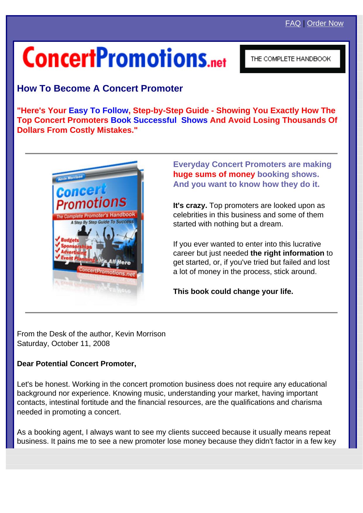 Concert Promotions- A Step By Step Guide. by Best of Kuszter's Collection