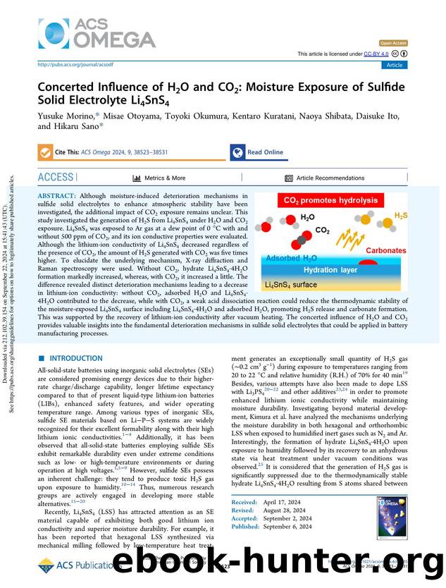 Concerted Influence of H2O and CO2: Moisture Exposure of Sulfide Solid Electrolyte Li4SnS4 by unknow