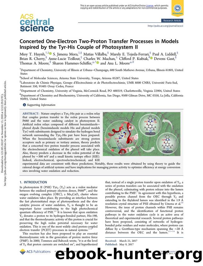 Concerted One-Electron Two-Proton Transfer Processes in Models Inspired by the Tyr-His Couple of Photosystem II by unknow