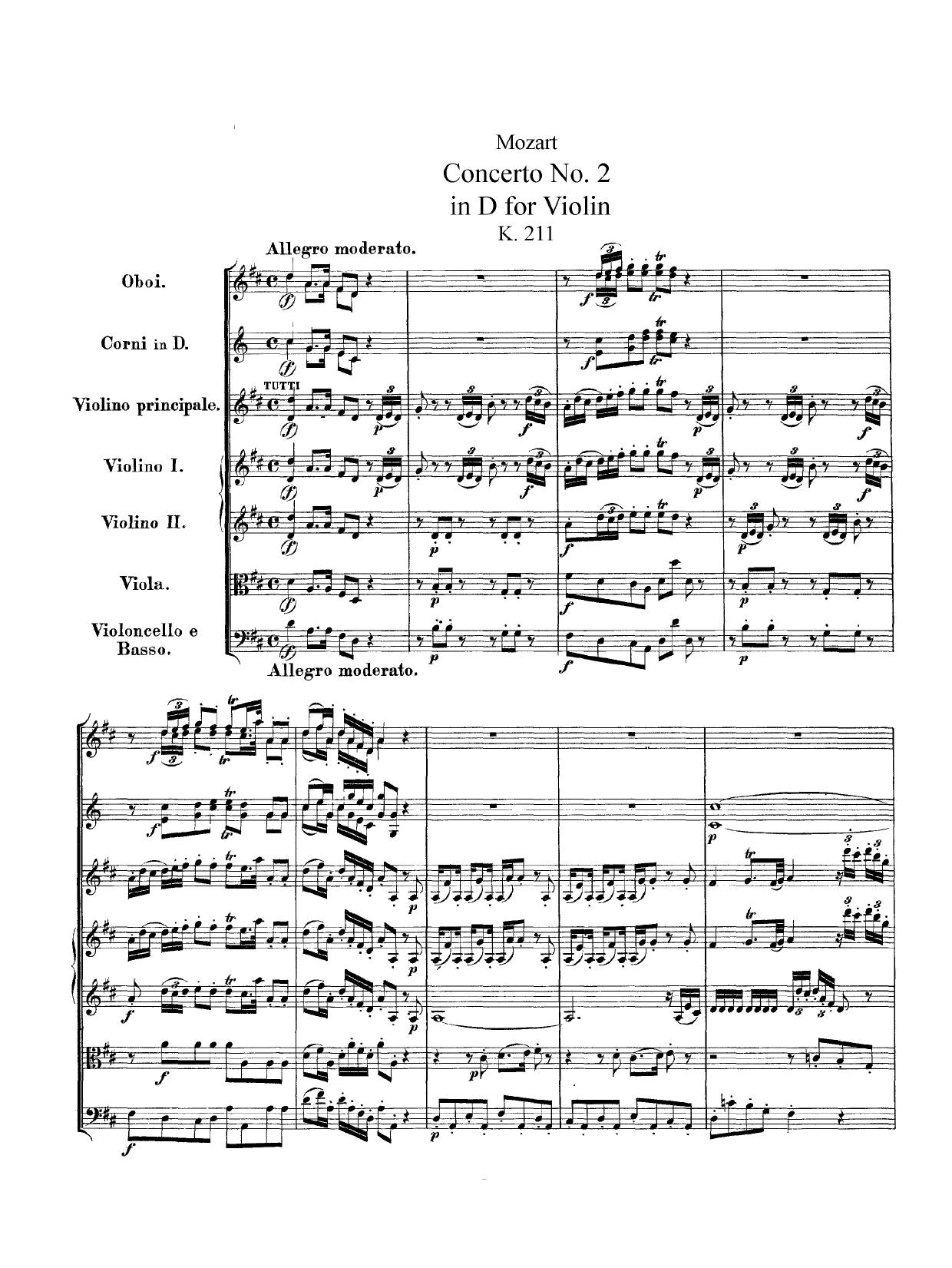 Concerto No.2 in D-Dur KV.211-Partitura completa by W.A.Mozart-Violin