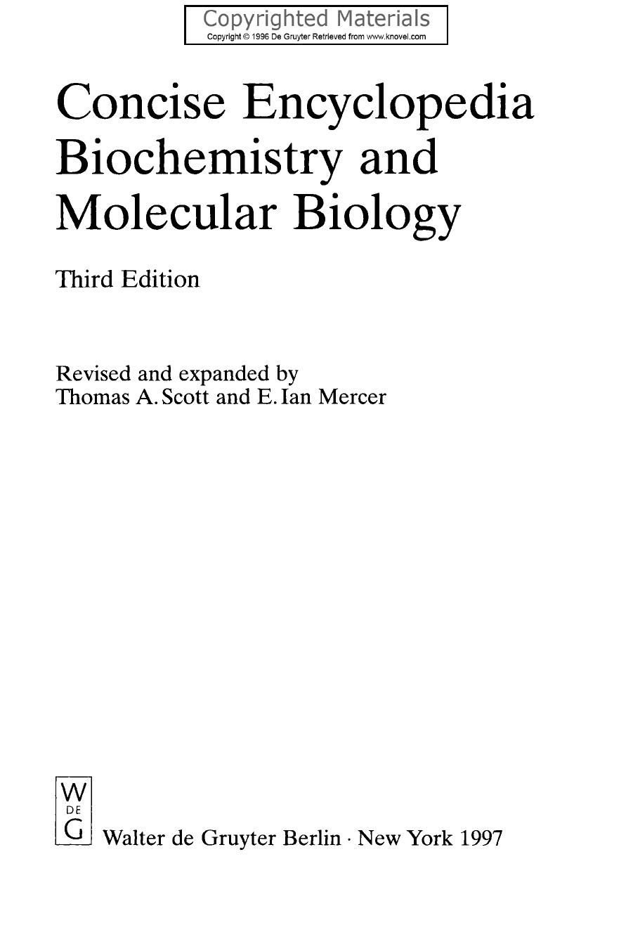 Concise Encyclopedia of Biochemistry and Molecular Biology by 4<8=8AB@0B>@