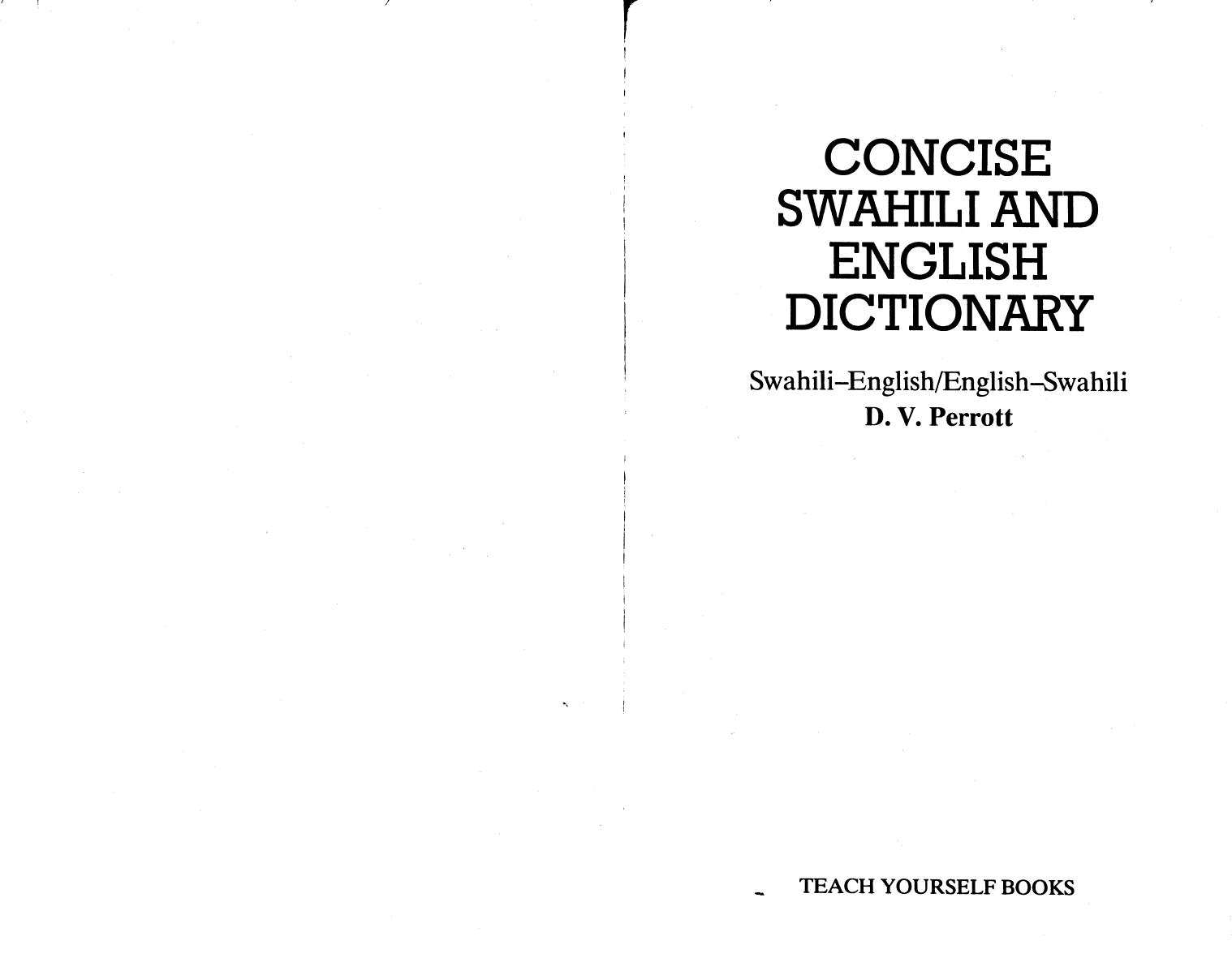 Concise Swahili and English Dictionary by D. V. Perrott