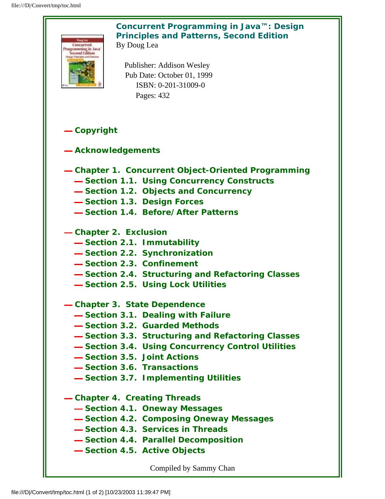 Concurrent Programming in Java(TM): Design Principles and Pattern by Doug Lea