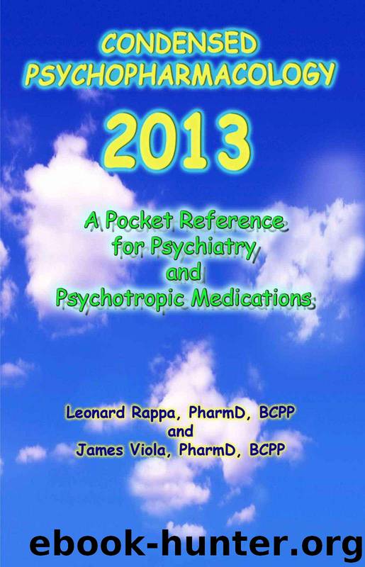 Condensed Psychopharmacology 2013: A Pocket Reference for Psychiatry and Psychotropic Medications by Leonard Rappa & James Viola