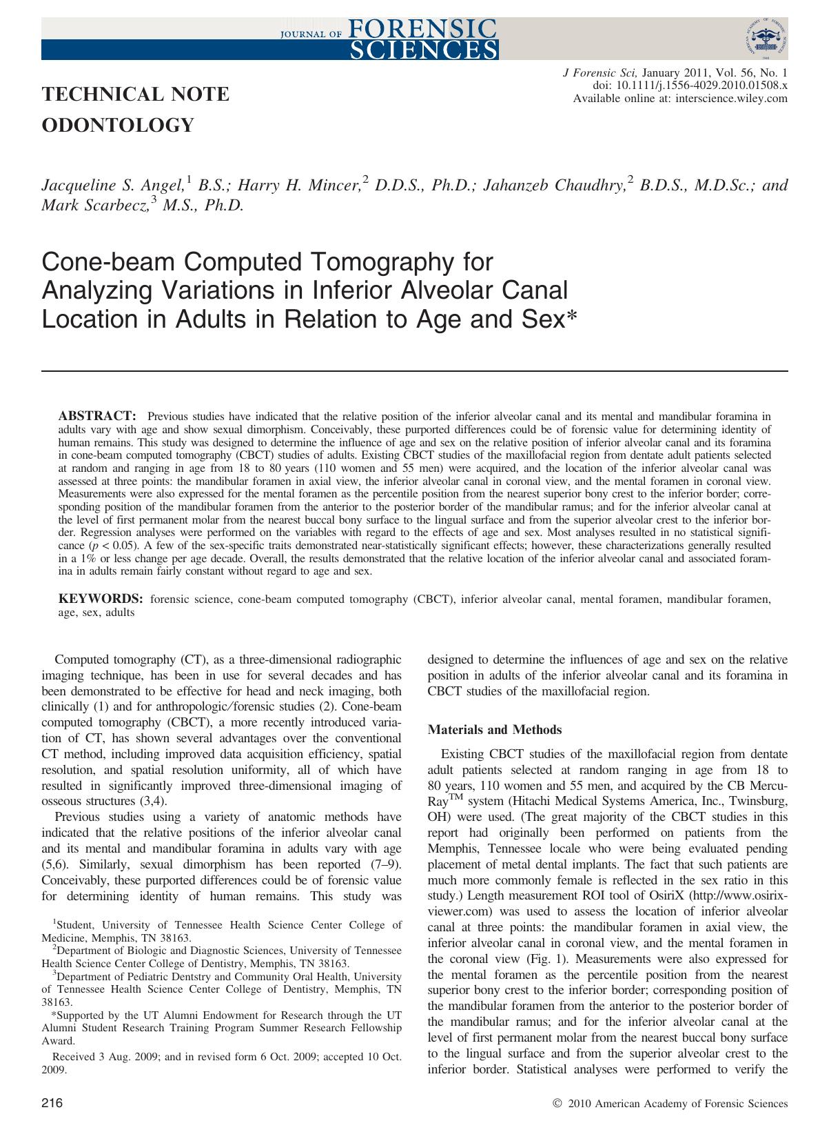 Conebeam Computed Tomography for Analyzing Variations in Inferior Alveolar Canal Location in Adults in Relation to Age and Sex by Unknown