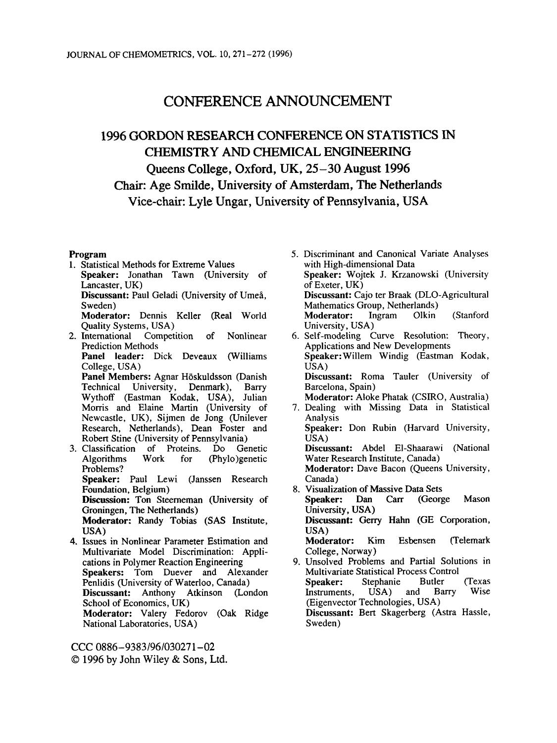 Conference announcement by Unknown