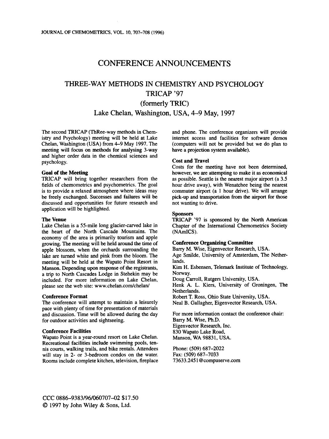 Conference announcements by Unknown