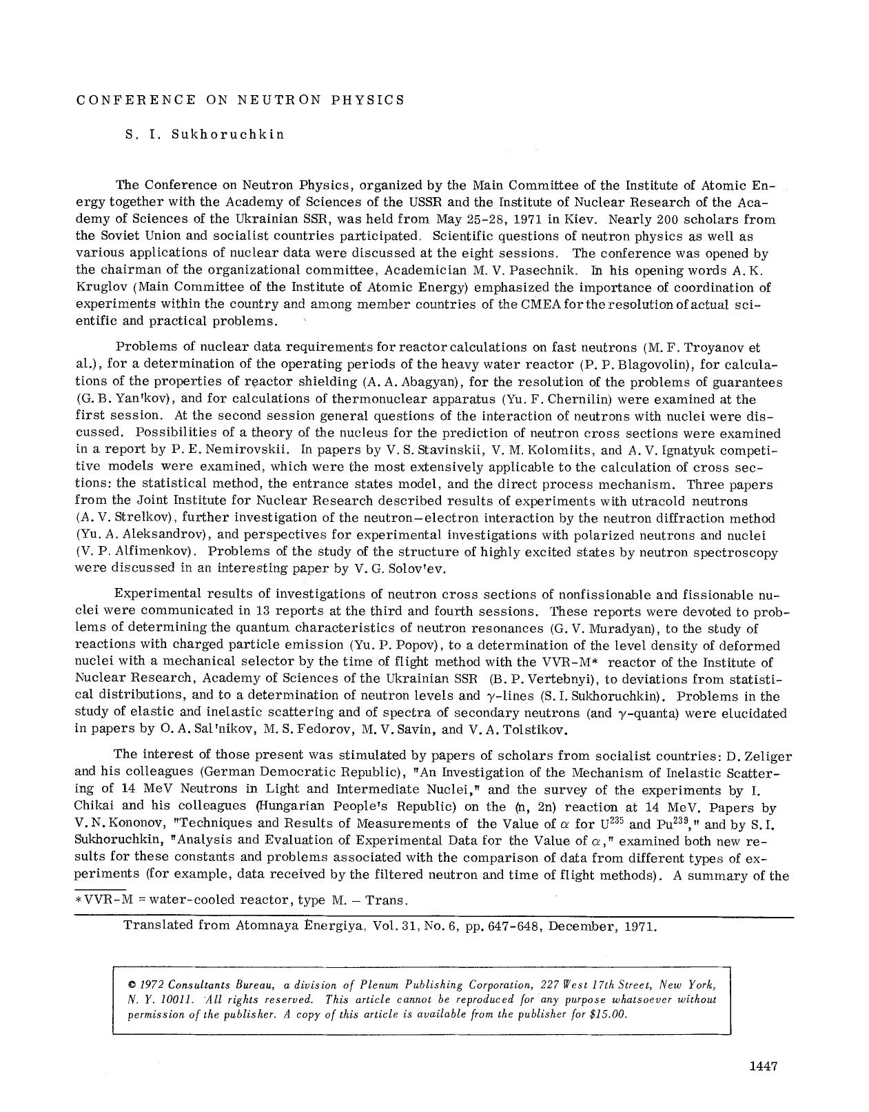 Conference on Neutron Physics by Unknown