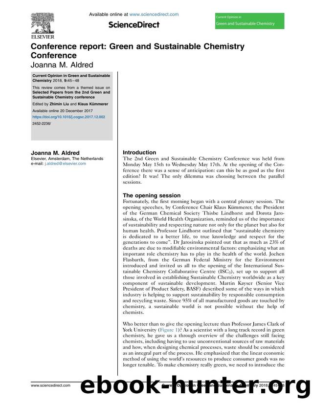 Conference report: Green and Sustainable Chemistry Conference by Joanna M. Aldred