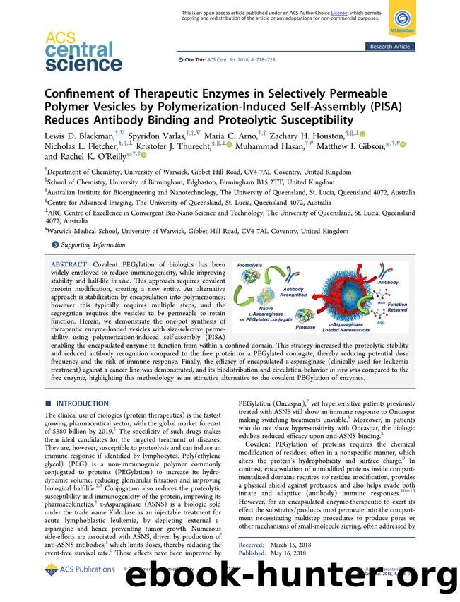 Confinement of Therapeutic Enzymes in Selectively Permeable Polymer Vesicles by Polymerization-Induced Self-Assembly (PISA) Reduces Antibody Binding and Proteolytic Susceptibility by unknow