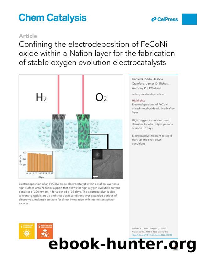Confining the electrodeposition of FeCoNi oxide within a Nafion layer for the fabrication of stable oxygen evolution electrocatalysts by Daniel K. Sarfo & Jessica Crawford & James D. Riches & Anthony P. O’Mullane
