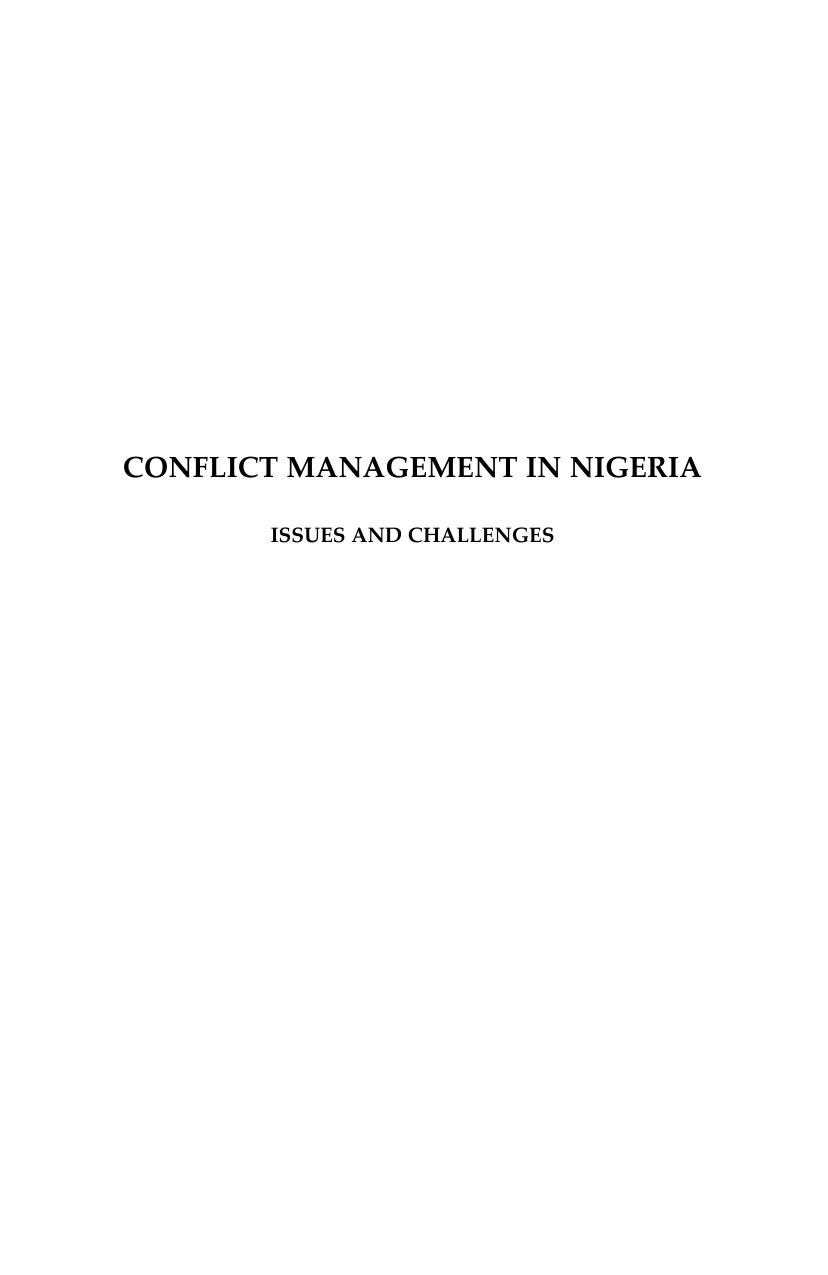 Conflict Management in Nigeria : Issues and Challenges by Oshita Oshita