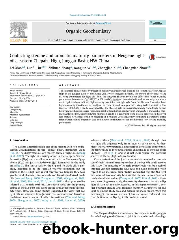 Conflicting sterane and aromatic maturity parameters in Neogene light oils, eastern Chepaizi High, Junggar Basin, NW China by Fei Xiao