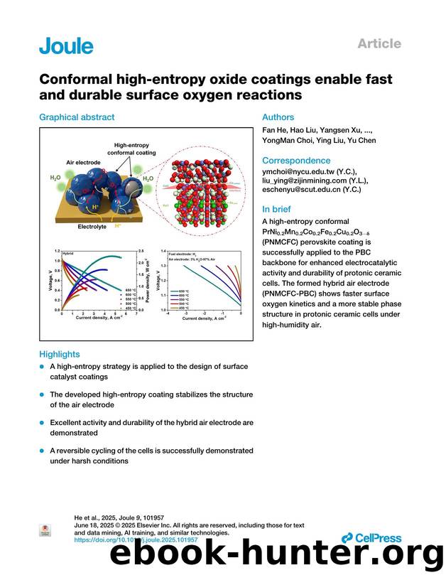 Conformal high-entropy oxide coatings enable fast and durable surface oxygen reactions by Fan He & Hao Liu & Yangsen Xu & Feng Zhu & Kotaro Sasaki & YongMan Choi & Ying Liu & Yu Chen