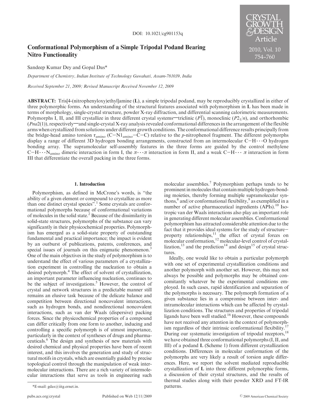 Conformational Polymorphism of a Simple Tripodal Podand Bearing Nitro Functionality by Unknown
