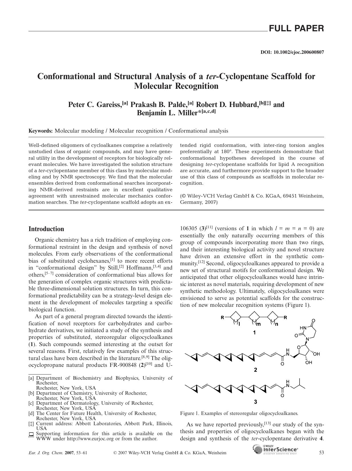 Conformational and Structural Analysis of a ter-Cyclopentane Scaffold for Molecular Recognition by Unknown