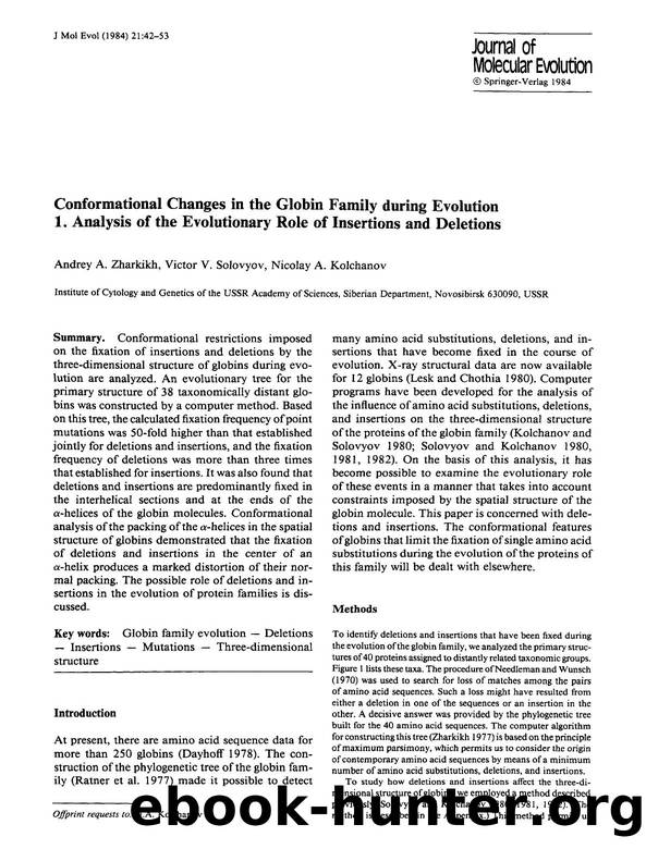 Conformational changes in the globin family during evolution by Unknown