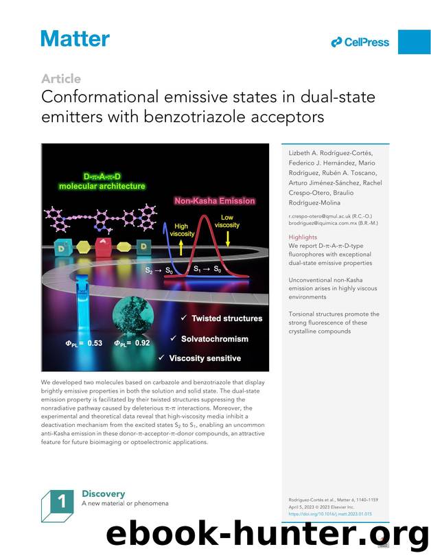 Conformational emissive states in dual-state emitters with benzotriazole acceptors by unknow