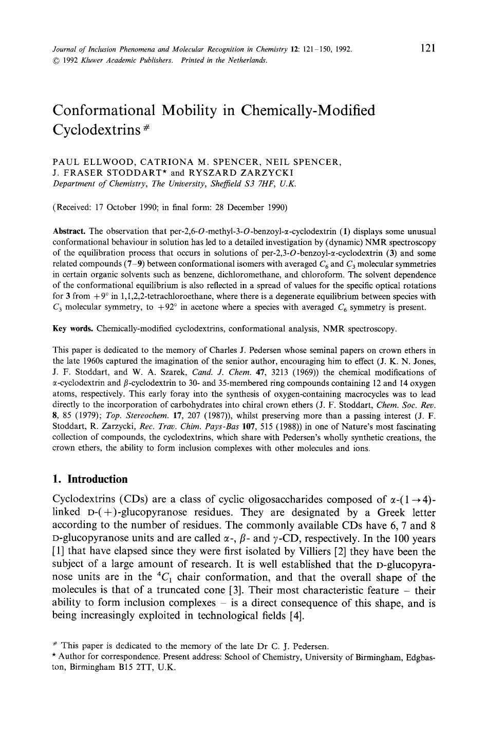 Conformational mobility in chemically-modified cyclodextrins by Unknown