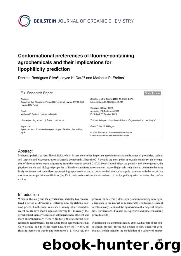 Conformational preferences of fluorine-containing agrochemicals and their implications for lipophilicity prediction by Daniela Rodrigues Silva Joyce K. Daré Matheus P. Freitas