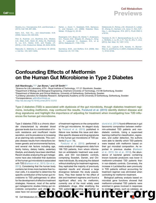 Confounding Effects of Metformin on the Human Gut Microbiome in Type 2 Diabetes by Adil Mardinoglu & Jan Boren & Ulf Smith