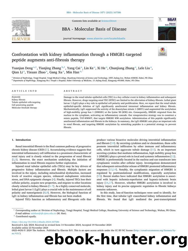 Confrontation with kidney inflammation through a HMGB1-targeted peptide augments anti-fibrosis therapy by unknow