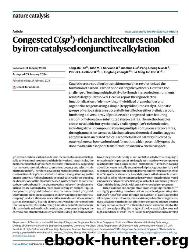 Congested C(sp3)-rich architectures enabled by iron-catalysed conjunctive alkylation by unknow