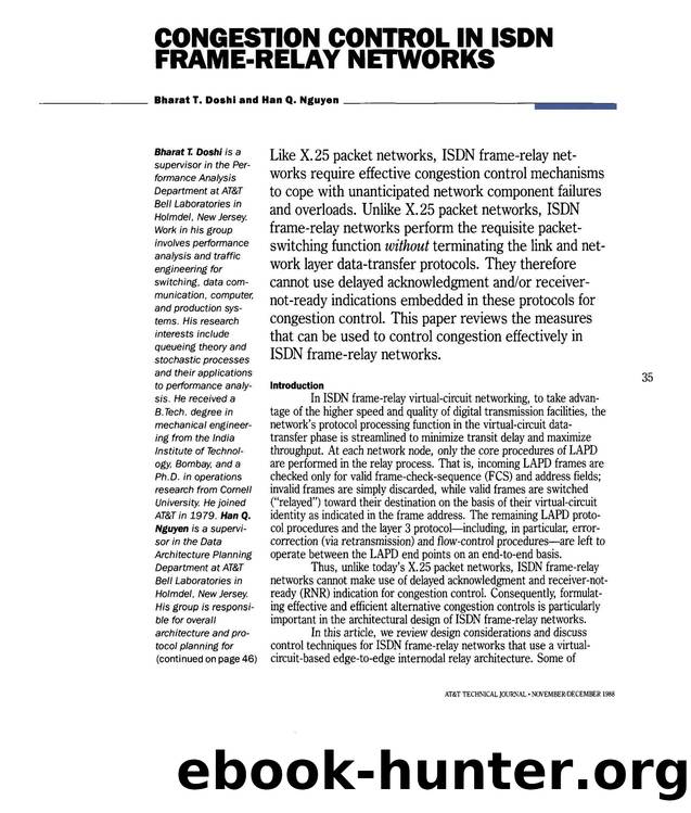 Congestion Control in ISDN FrameRelay Networks by Unknown