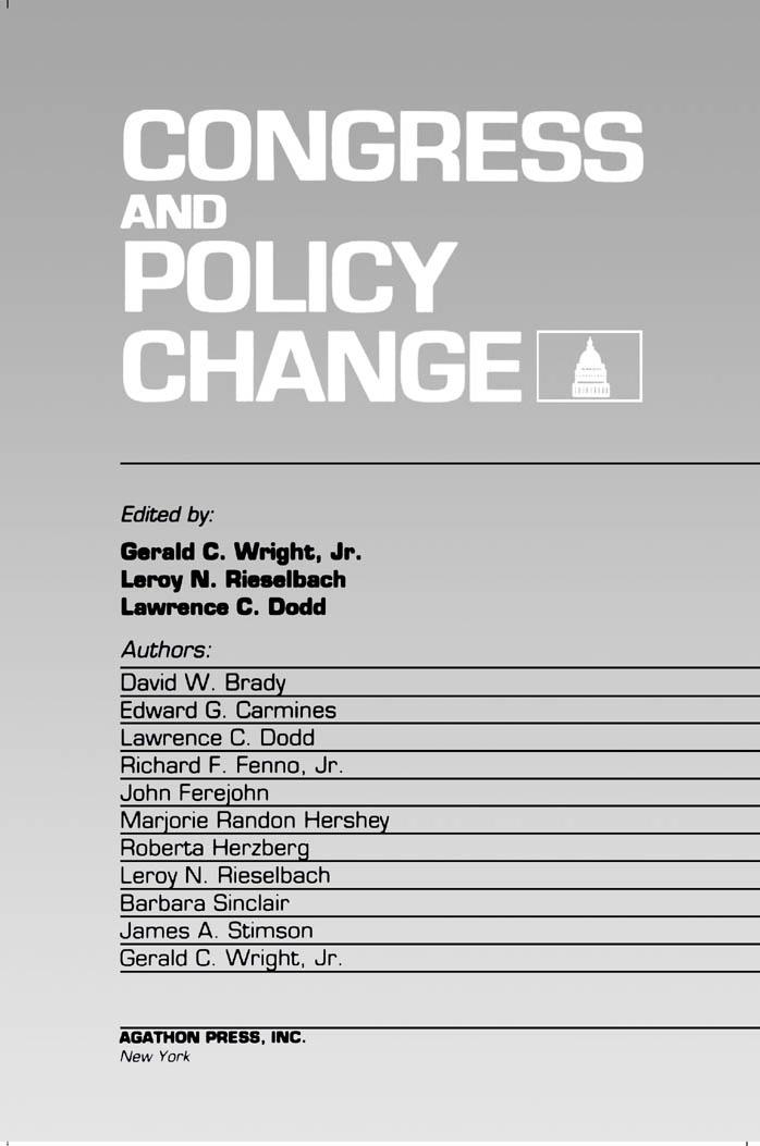 Congress and Policy Change by Gerald C. Wright