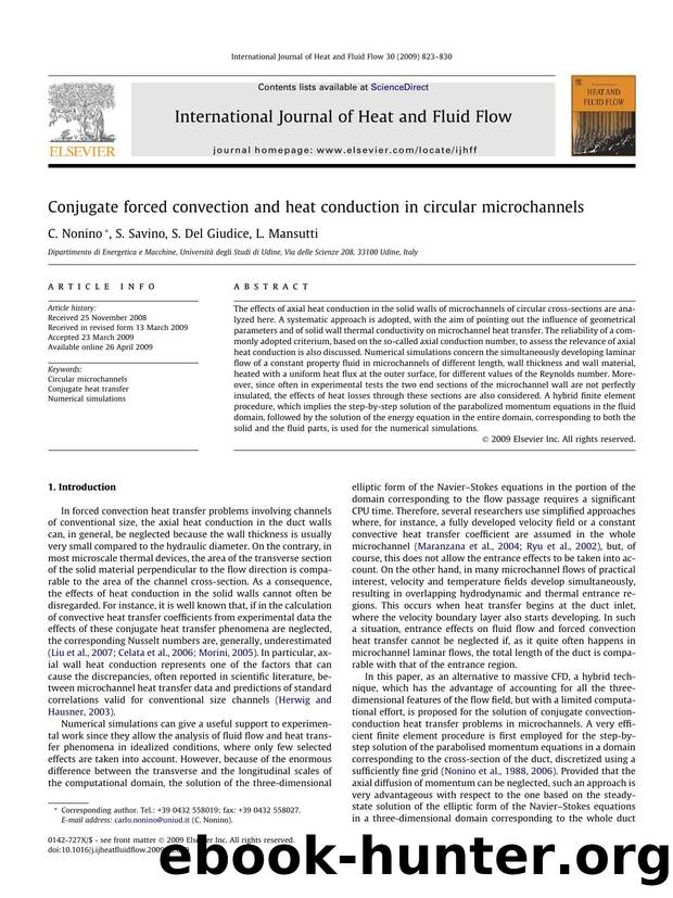 Conjugate forced convection and heat conduction in circular microchannels by C. Nonino; S. Savino; S. Del Giudice; L. Mansutti