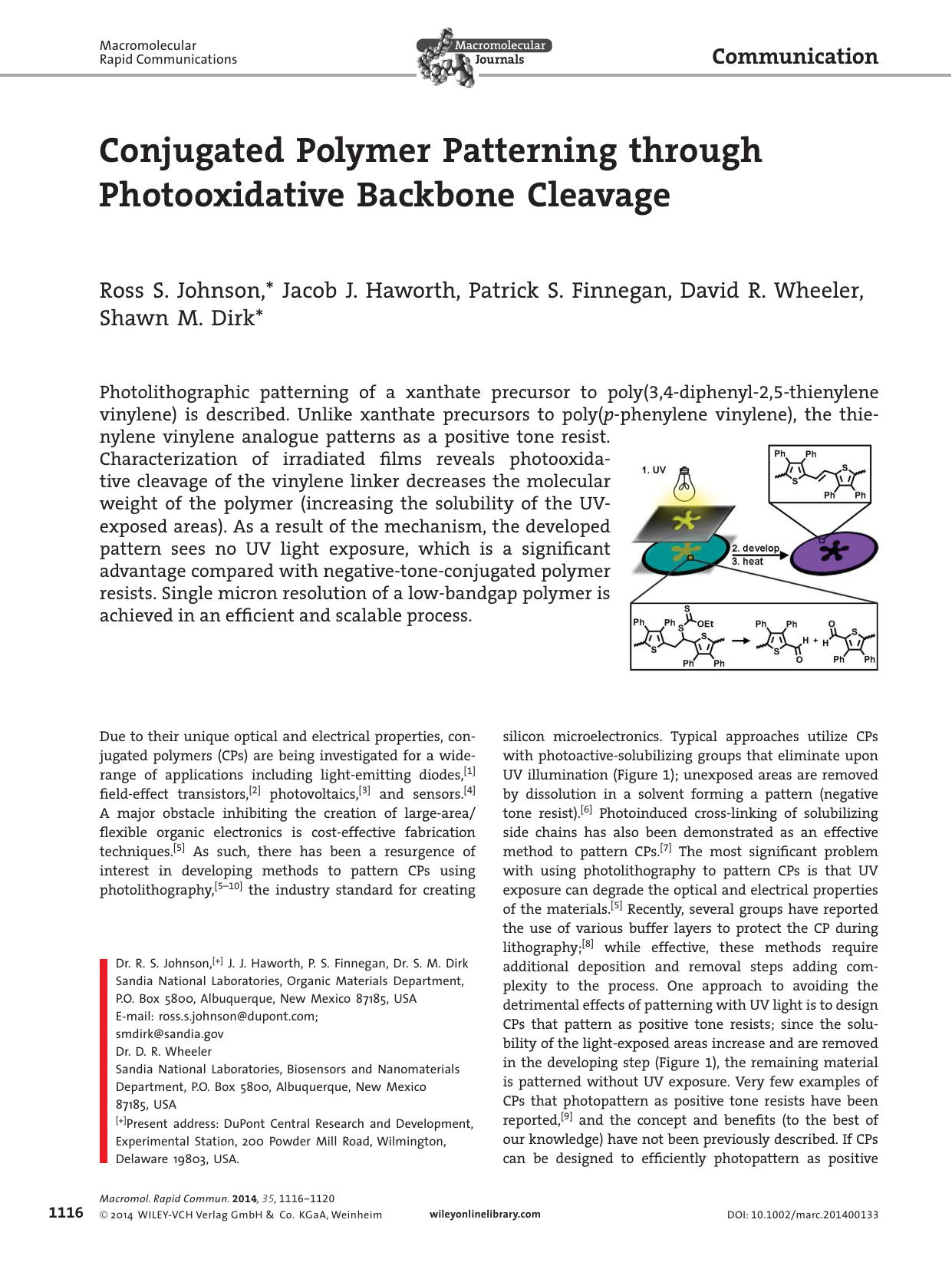Conjugated Polymer Patterning through Photooxidative Backbone Cleavage by processteam