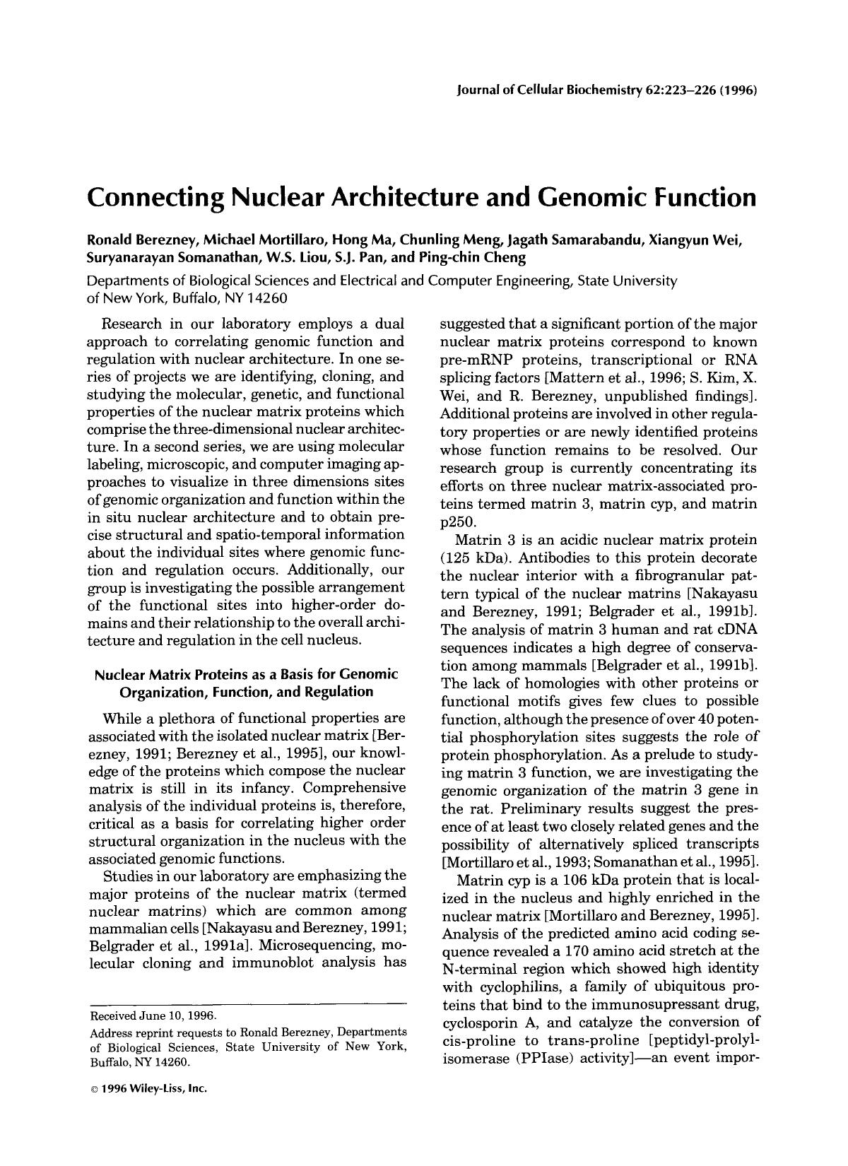Connecting nuclear architecture and genomic function by Unknown