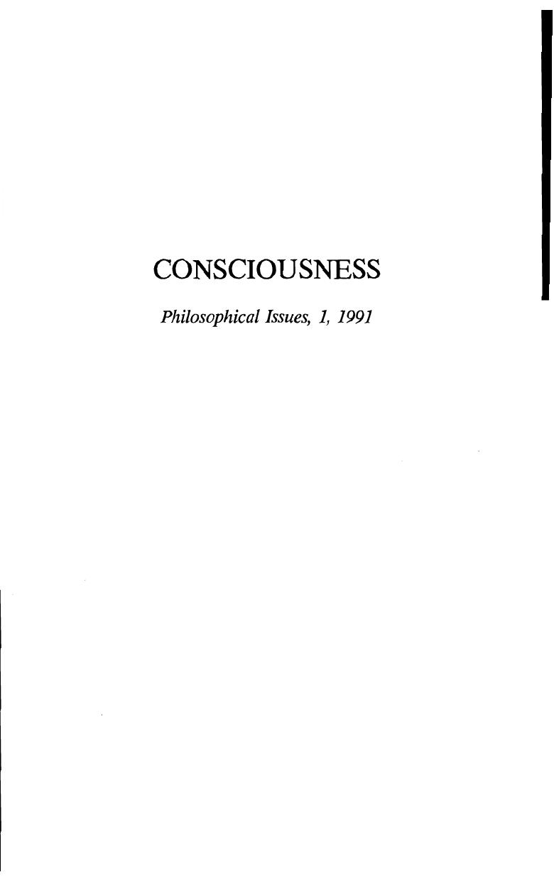 Consciousness (Philosophical Issues Series No 1) by Enrique Villanueva