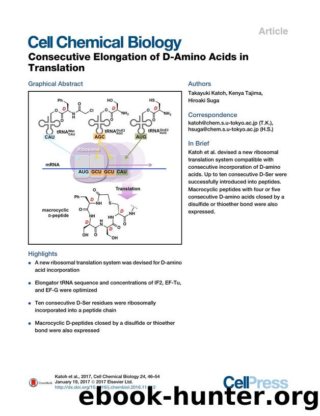 Consecutive Elongation of D-Amino Acids in Translation by Takayuki Katoh & Kenya Tajima & Hiroaki Suga