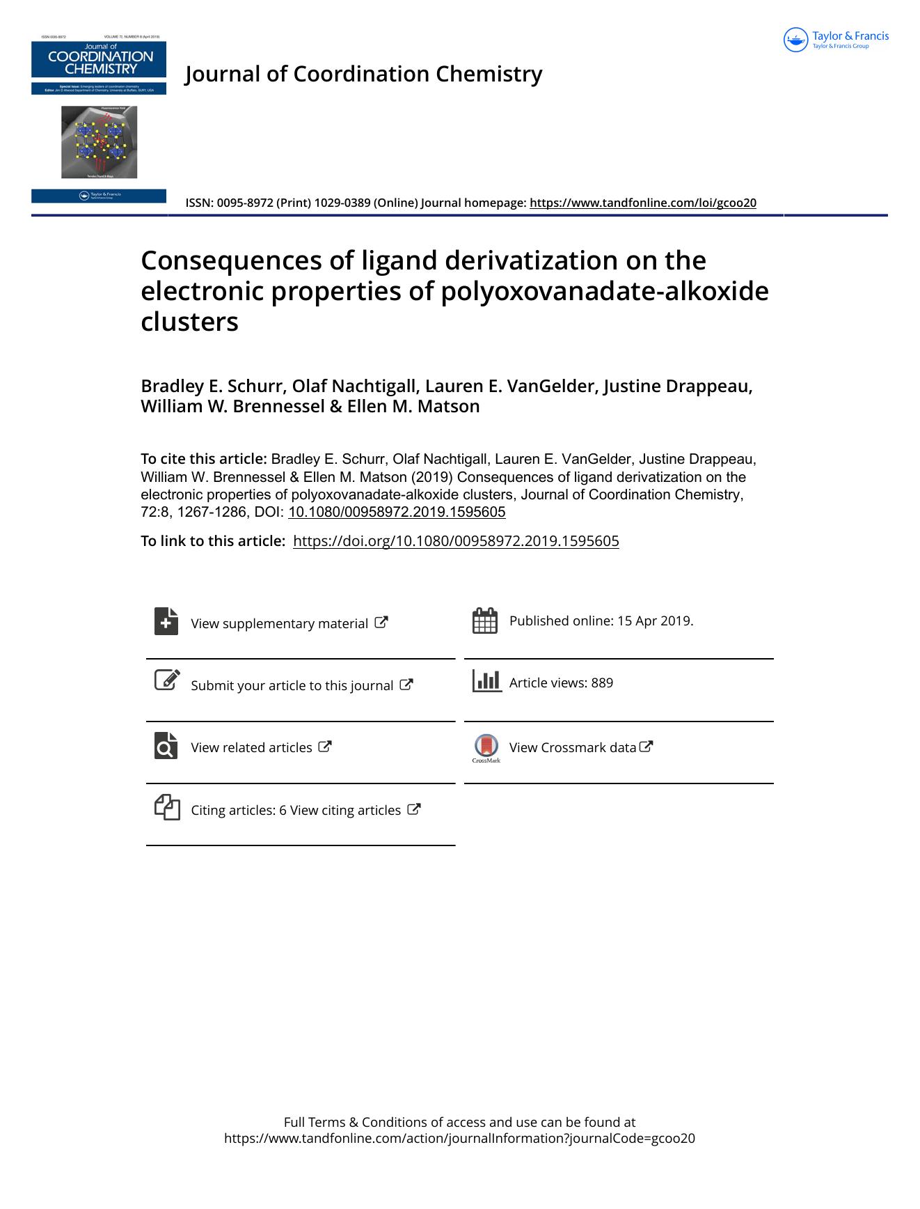 Consequences of ligand derivatization on the electronic properties of polyoxovanadate-alkoxide clusters by unknow