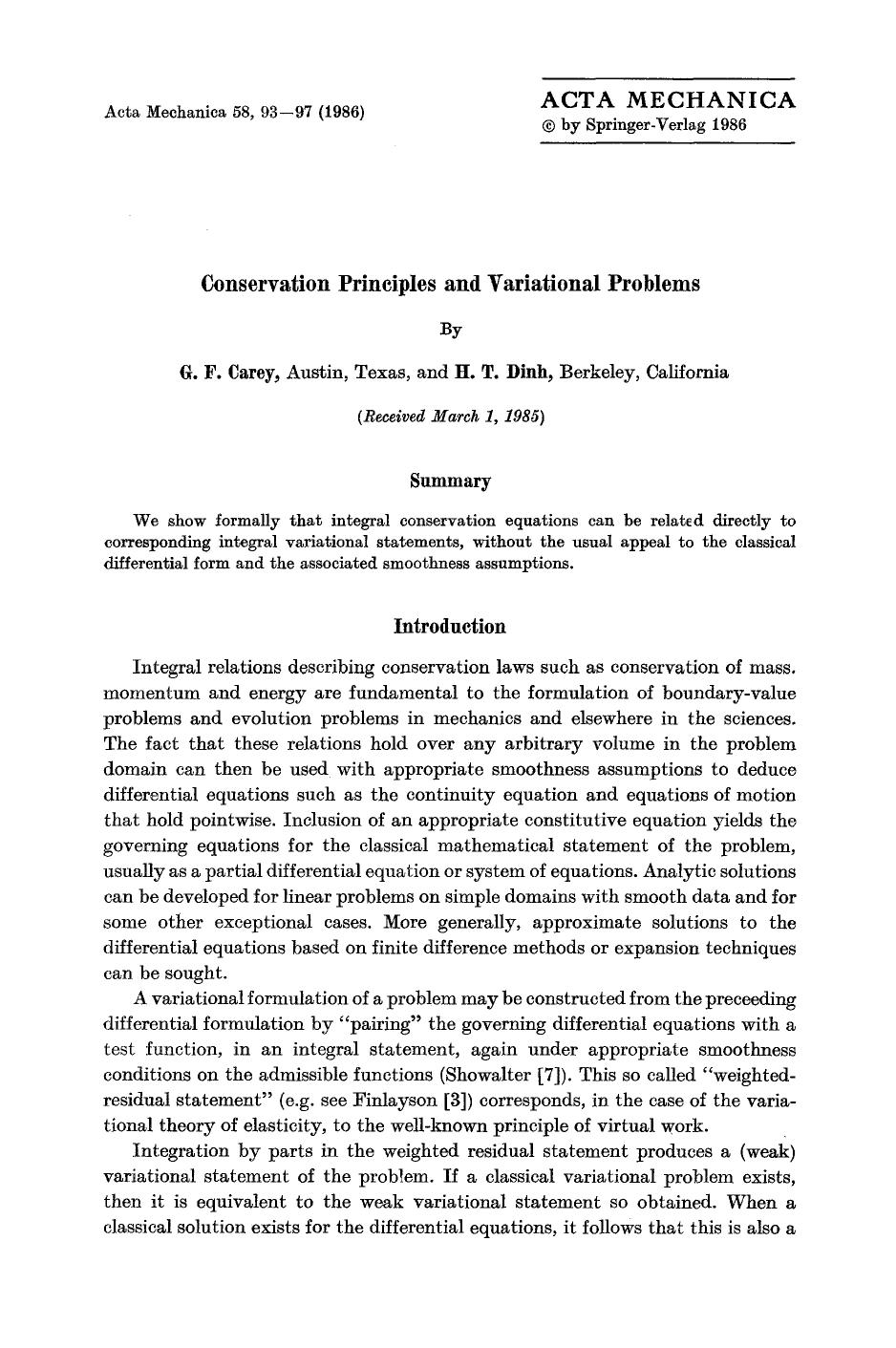 Conservation principles and variational problems by Unknown