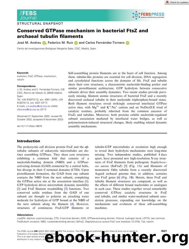 Conserved GTPase mechanism in bacterial FtsZ and archaeal tubulin filaments by Unknown
