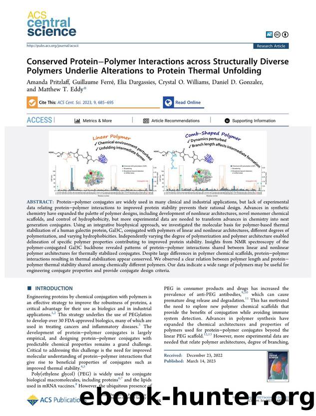 Conserved ProteinâPolymer Interactions across Structurally Diverse Polymers Underlie Alterations to Protein Thermal Unfolding by unknow