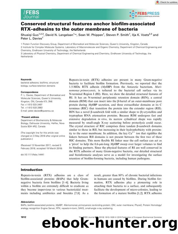 Conserved structural features anchor biofilmâassociated RTXâadhesins to the outer membrane of bacteria by Unknown