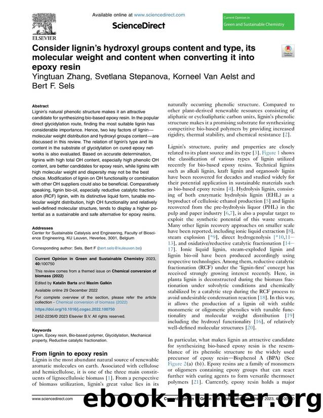 Consider lignin's hydroxyl groups content and type, its molecular weight and content when converting it into epoxy resin by Yingtuan Zhang & Svetlana Stepanova & Korneel Van Aelst & Bert F. Sels