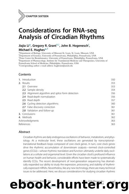 Considerations for RNA-seq Analysis of Circadian Rhythms by Jiajia Li & Gregory R. Grant & John B. Hogenesch & Michael E. Hughes