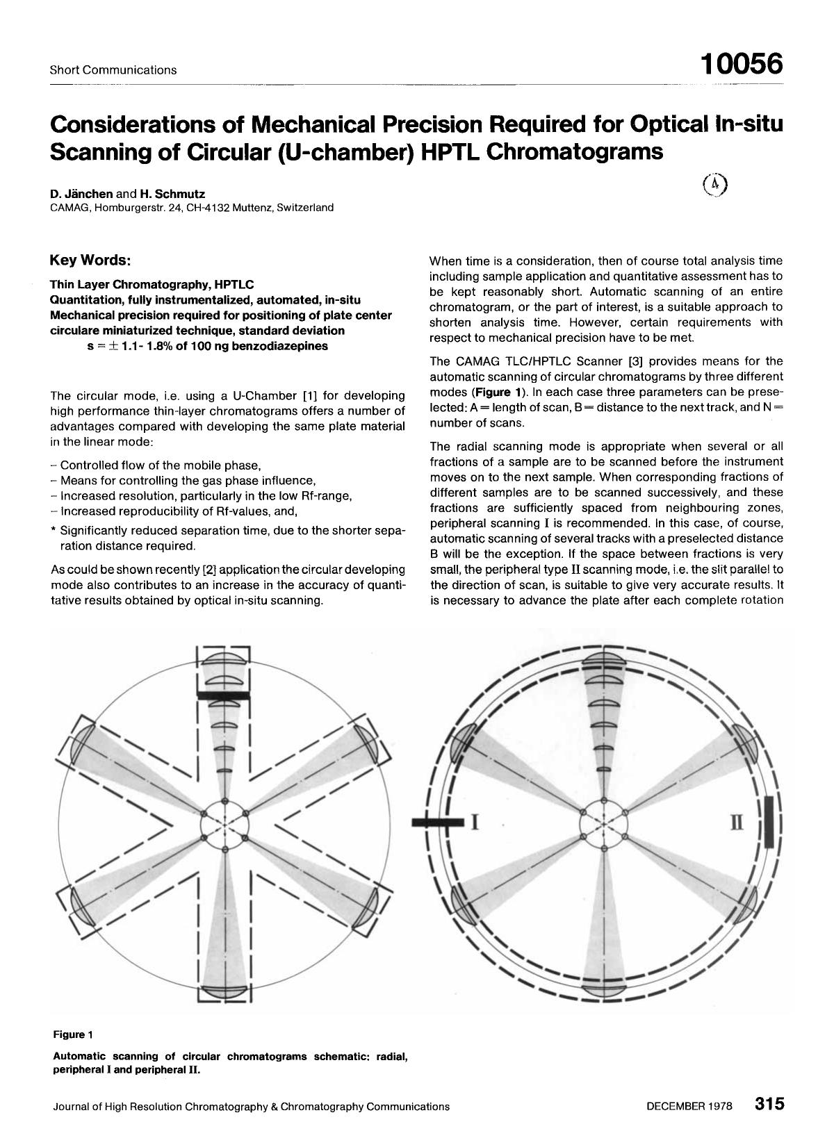 Considerations of mechanical precision required for optical in-situ scanning of circular (U-chamber) HPTL chromatograms by Unknown