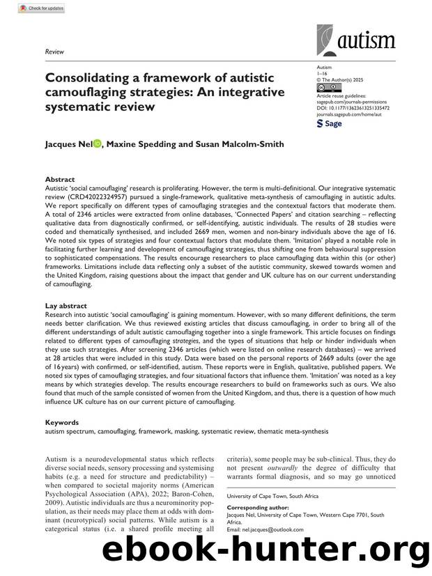 Consolidating a framework of autistic camouflaging strategies: An integrative systematic review by Unknown