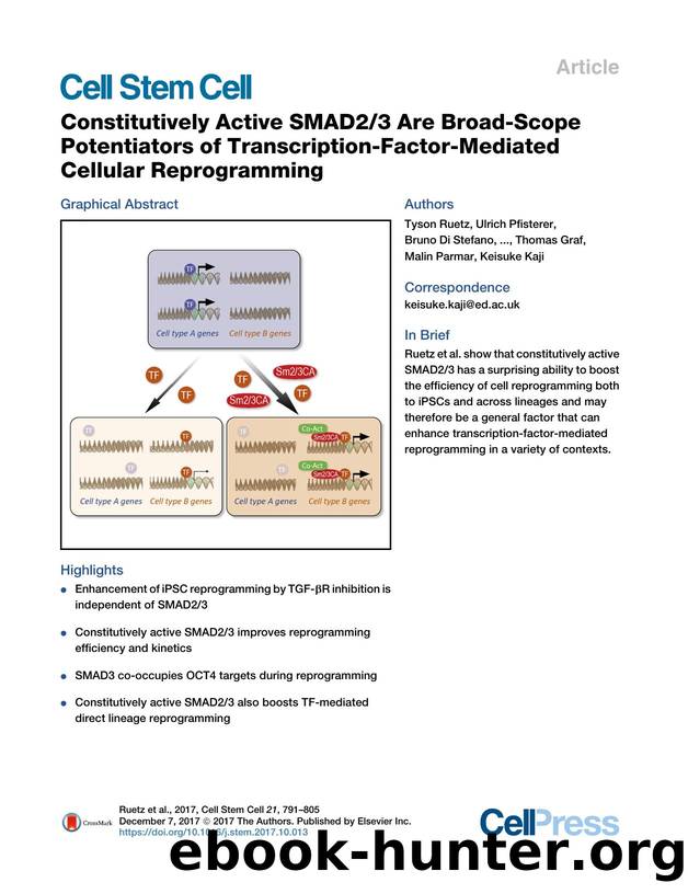 Constitutively Active SMAD23 Are Broad-Scope Potentiators of Transcription-Factor-Mediated Cellular Reprogramming by unknow