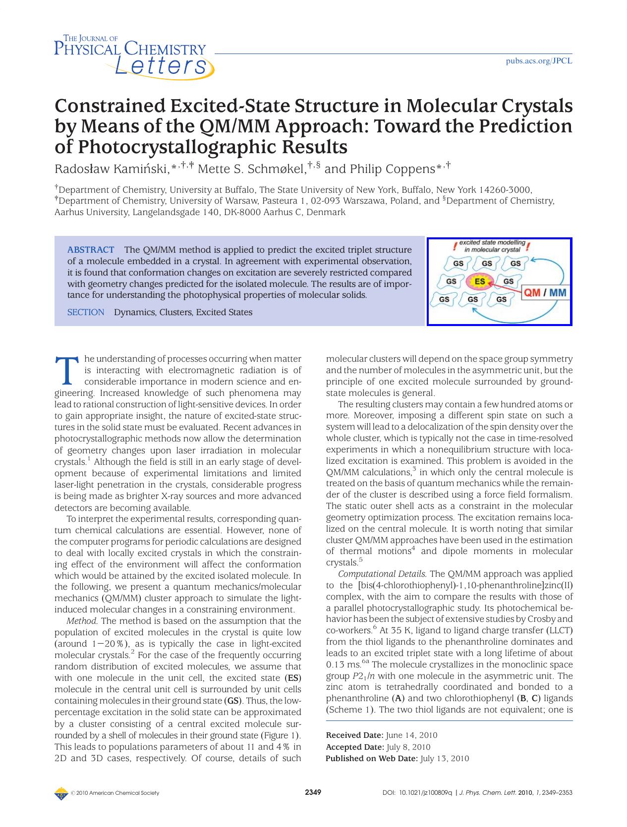 Constrained Excited-State Structure in Molecular Crystals by Means of the QMMM Approach: Toward the Prediction of Photocrystallographic Results by Unknown