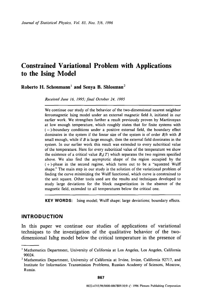 Constrained variational problem with applications to the Ising model by Unknown
