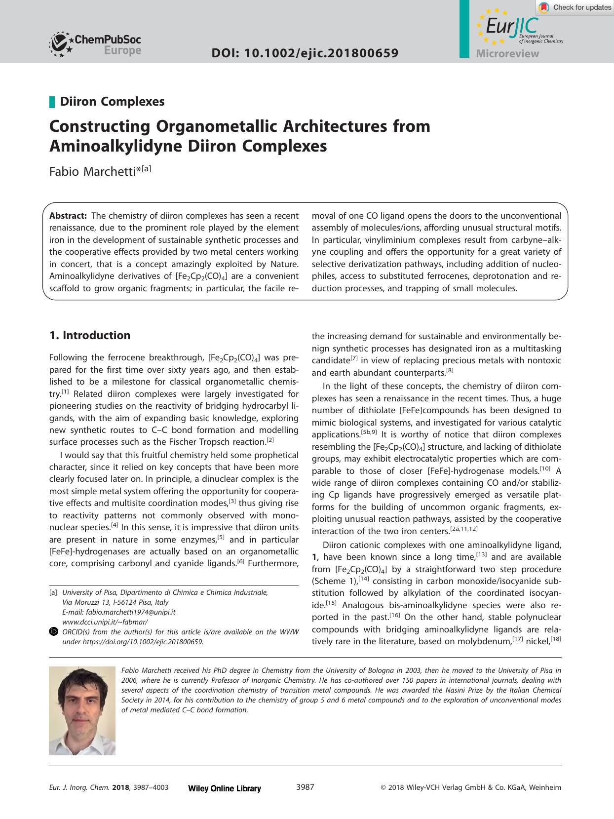 Constructing Organometallic Architectures from Aminoalkylidyne Diiron Complexes by Unknown